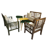Solid Keeker Wood 5-Seater Sofa Set with Nesting Tables