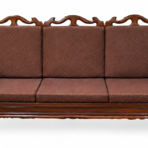 Carved Wood Sofa Set with Scroll Backrest