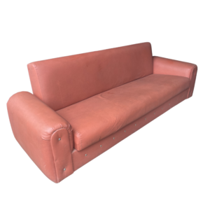 Vintage Rust Leatherette 3-Seater Sofa