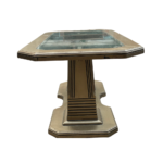 Golden Pedestal Dining Table with Glass Top