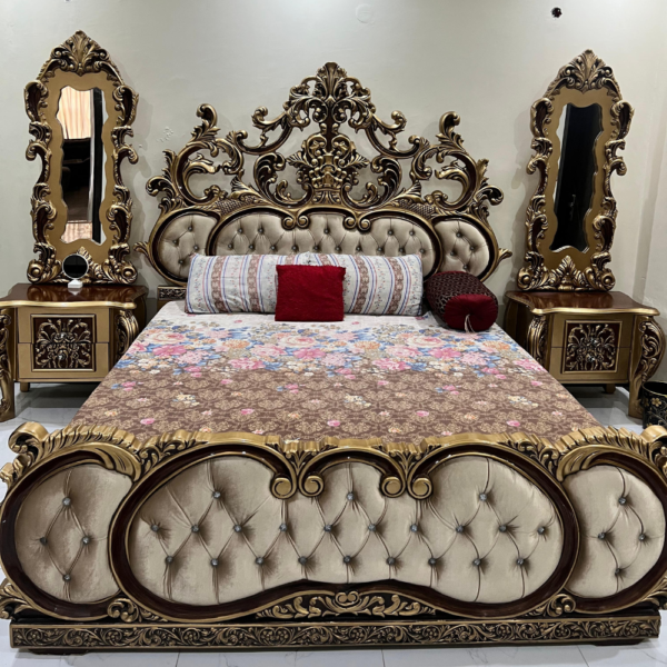 Royal Carved Bedroom Set with Dressing Mirrors