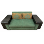 Sage Green Sofa Set with Wooden Block Arms