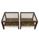 Set of 2 Glass Top Side Tables