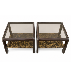 Set of 2 Glass Top Side Tables