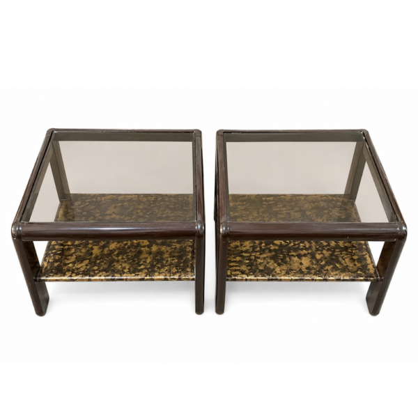Set of 2 Glass Top Side Tables