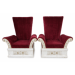 Regal High-Back Throne Chairs with Carved White Base