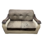 Two-Tone Sofa Set with Wood Armrests
