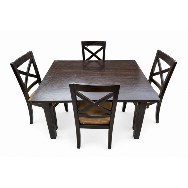 Wood Dining Table with 4 Cross-Back Chairs