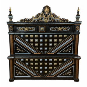 Black Bed with Gold Silver Studded Design