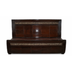 Dark Walnut Panel Bed with Brass Strip Detailing
