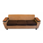 Brown Fabric Sofa Set with Console Table and Coffee Table