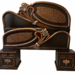 Art Nouveau Carved Bedroom Set with Dressing Table