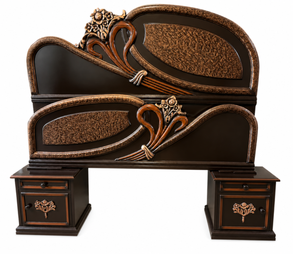 Art Nouveau Carved Bedroom Set with Dressing Table