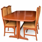 Wooden Dining Table Set with High-Back Chairs