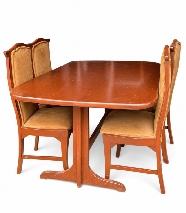 Wooden Dining Table Set with High-Back Chairs