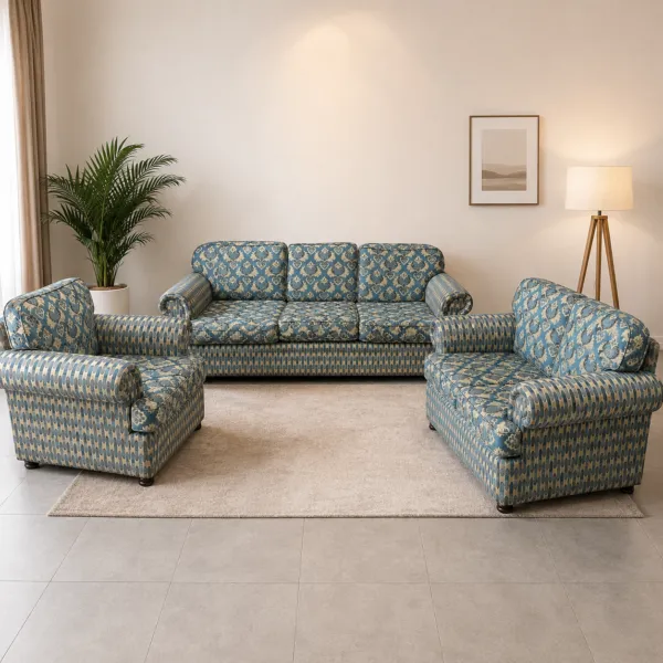 Patterned Fabric Sofa Set with Armchair 3 Piece