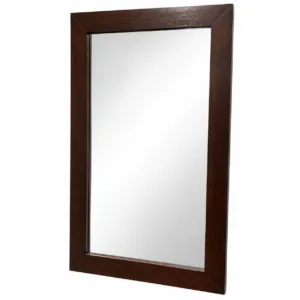 dark wood wall mirror with a simple rectangular frame