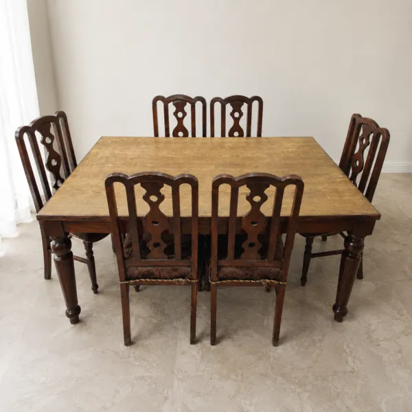 Wood Dining Table with 6 Chairs