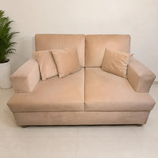 Beige Suede 2 Seater Sofa