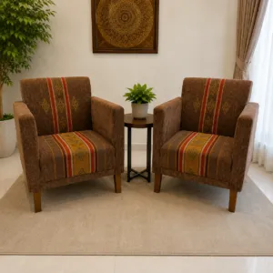 Set of two brown accent chairs