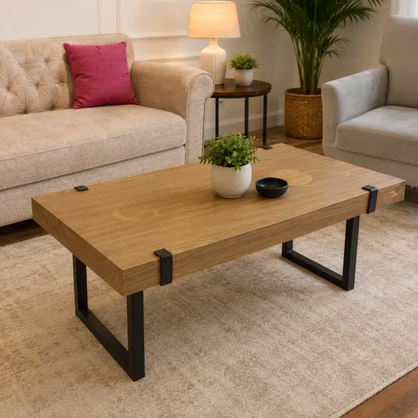 Wood Coffee Table With Metal Legs