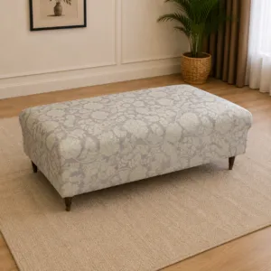 Gray Floral Pattern Ottoman