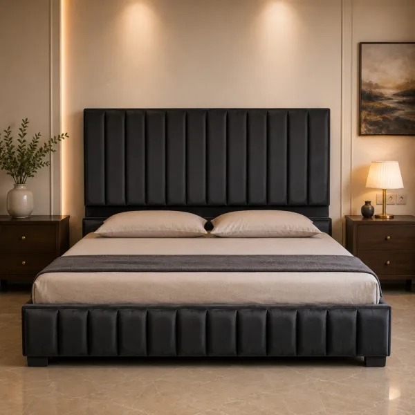King Size Upholstered Bed with Tufted Headboard