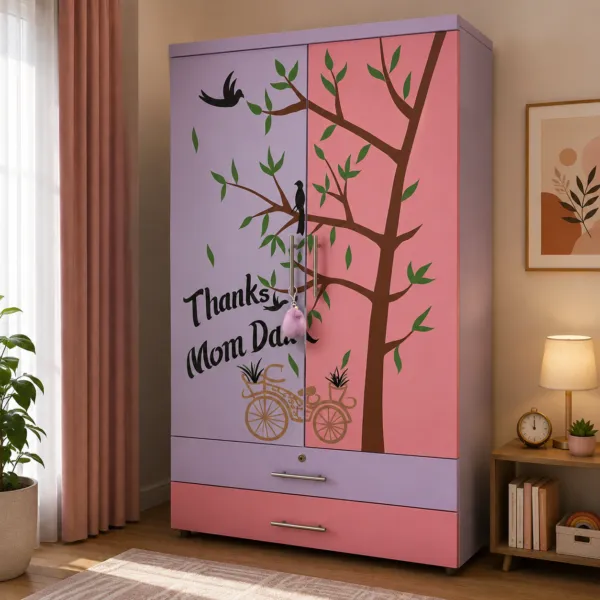 Purple Pink Hand Painted Kids Wardrobe