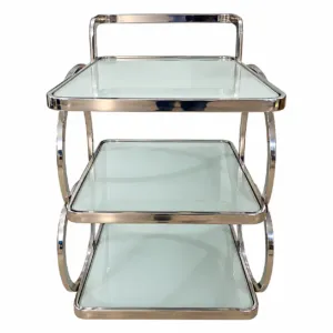 Chrome 3 Tier Bar Trolley with Ring Style Legs