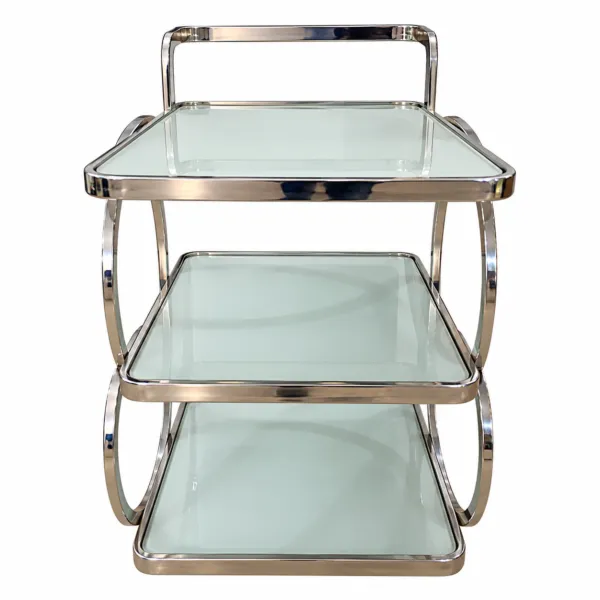 Chrome 3 Tier Bar Trolley with Ring Legs