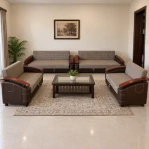 Set Of 4 Sofa Cum Beds With Wood Arms