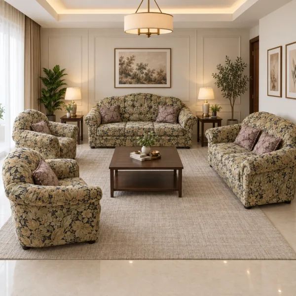 Tapestry Floral Print 7 Seater Sofa Set