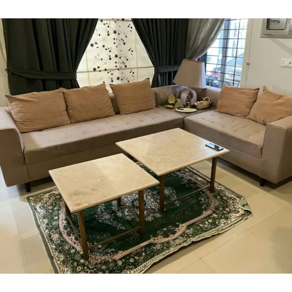 2 Marble Top Center Tables with Bronze Frames