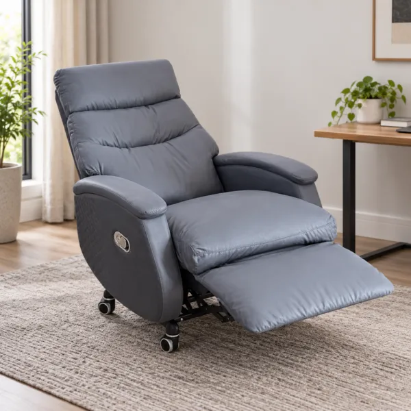 Grey Reclining Office Chair with Footrest