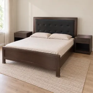 Interwood Brown Bed with Side Tables